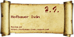 Hofbauer Iván névjegykártya